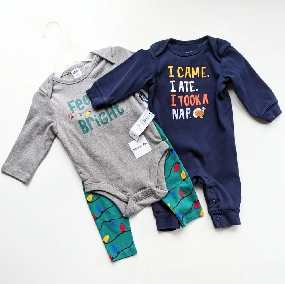 Old Navy & Carter Holiday Infant Onesie/Pajamas Bundle